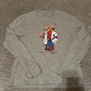 Polo by Ralph Lauren Kids Gray Bear Graphic Long Sleeve Tee